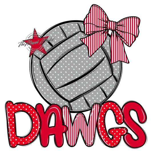 Dawgs Volleyball Spirit Design-Red