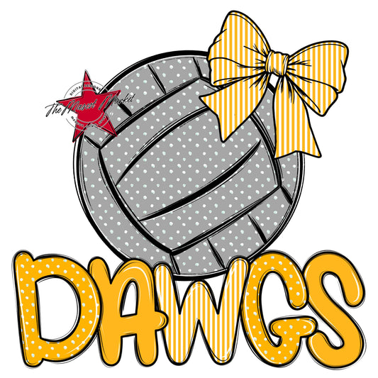 Dawgs Volleyball Spirit Design-Yellow
