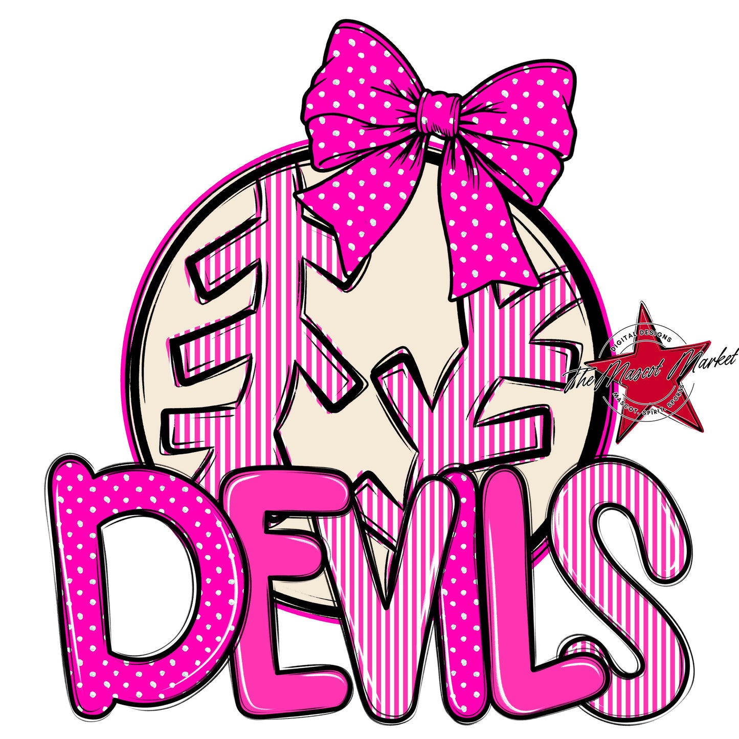 Devils Baseball-Softball Spirit Design-Pink