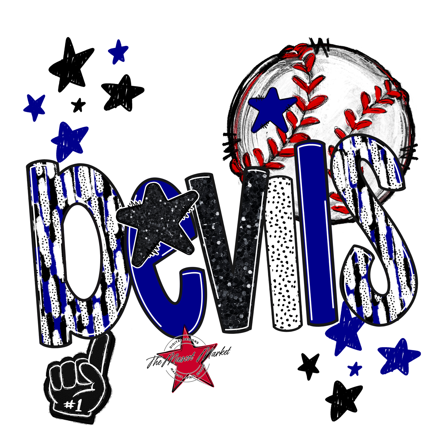 Devils Baseball Scrape-Blue