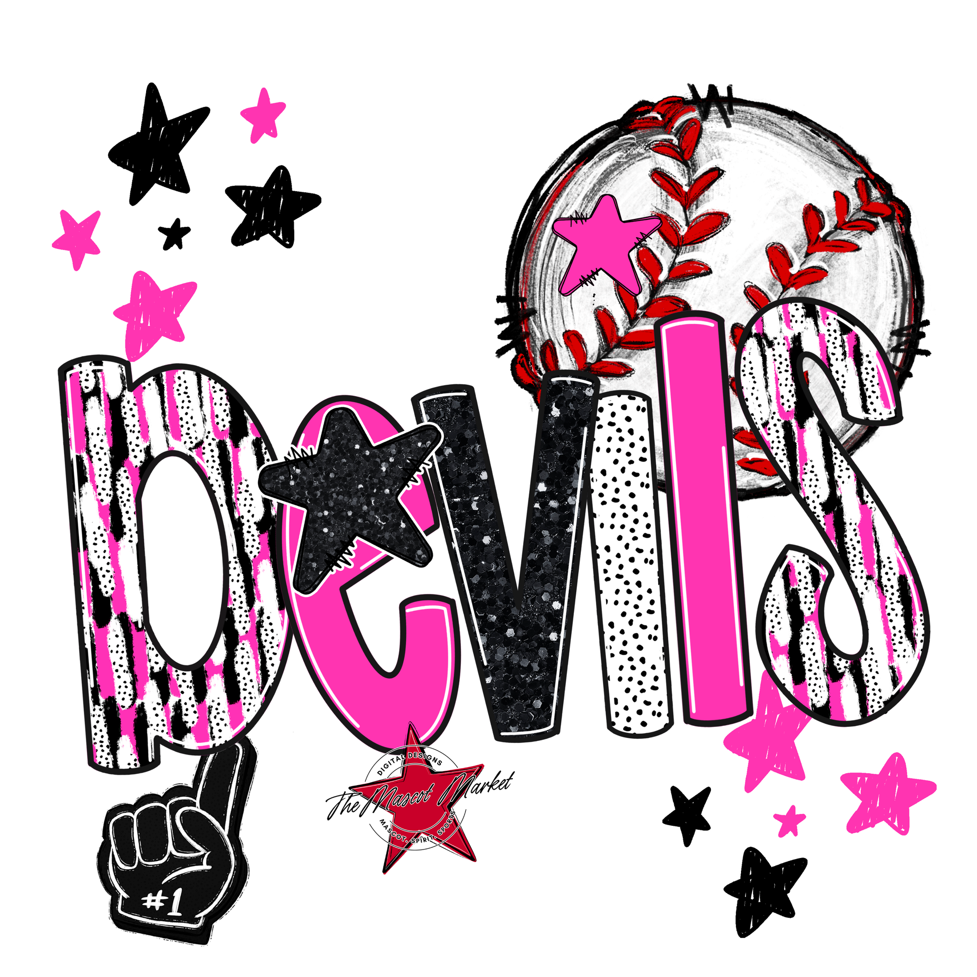 Devils Baseball Scrape-Pink