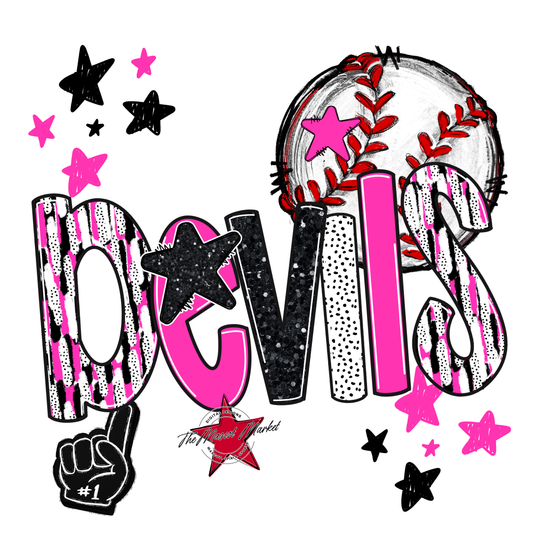 Devils Baseball Scrape-Pink