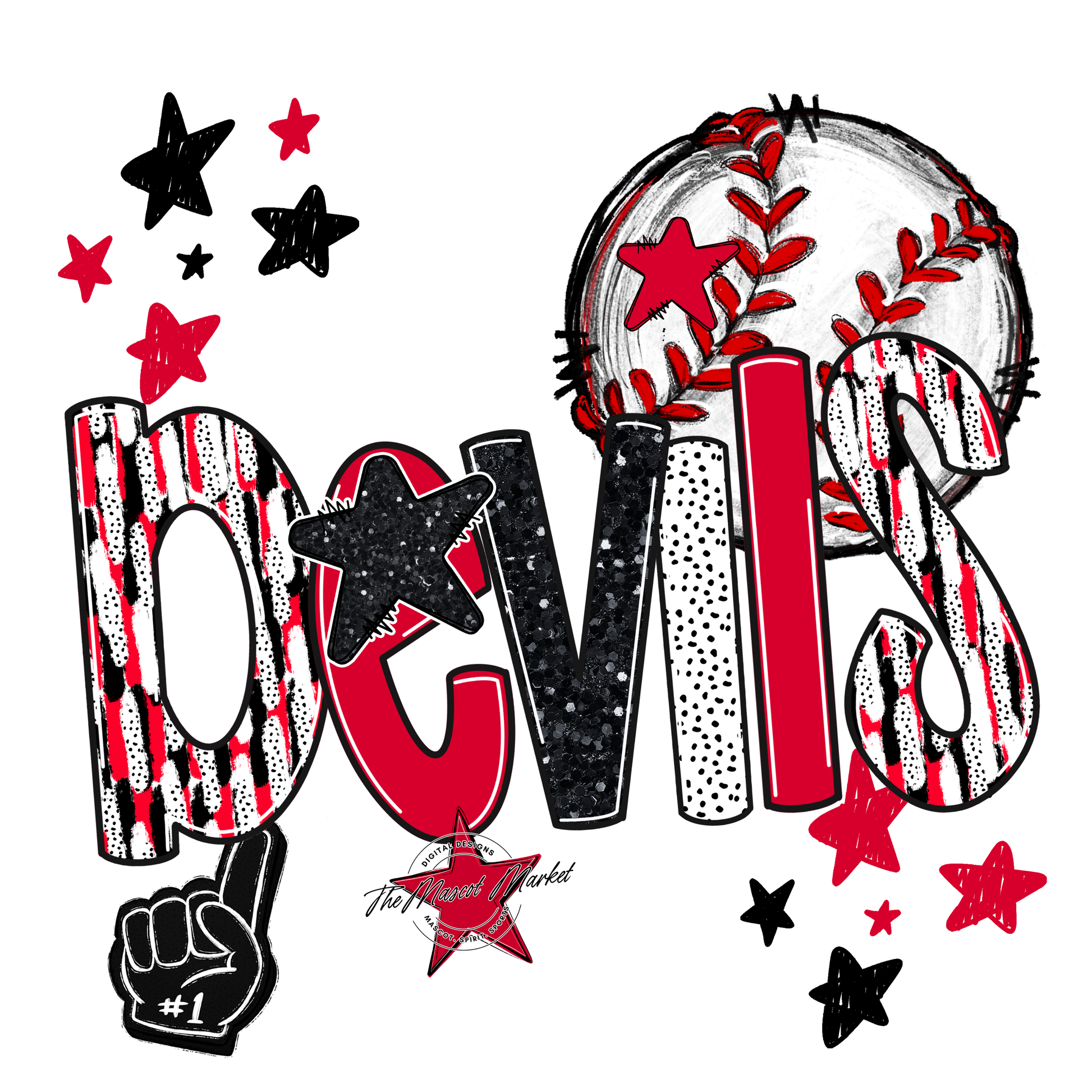 Devils Baseball Scrape-Red