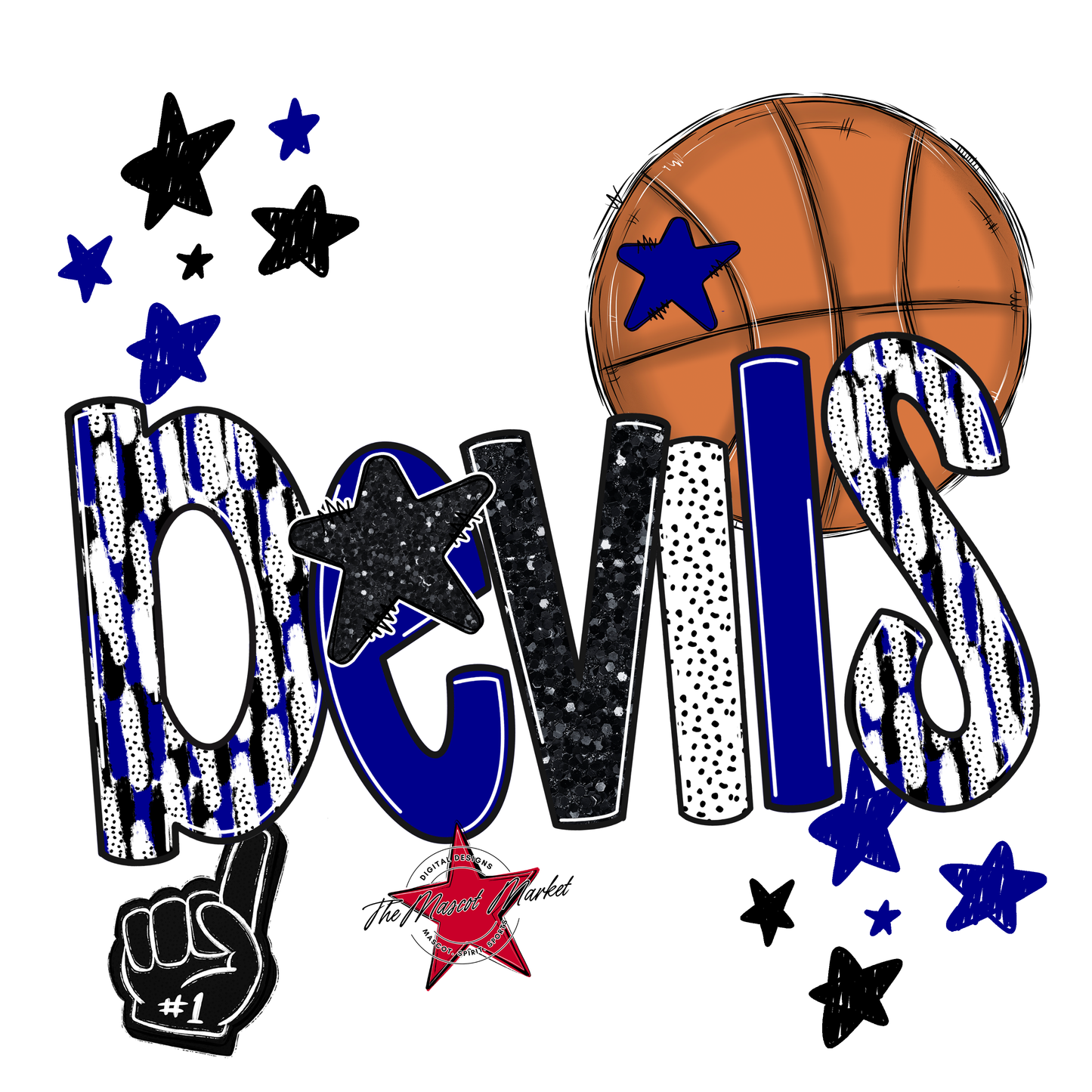 Devils Basketball Scrape-Blue