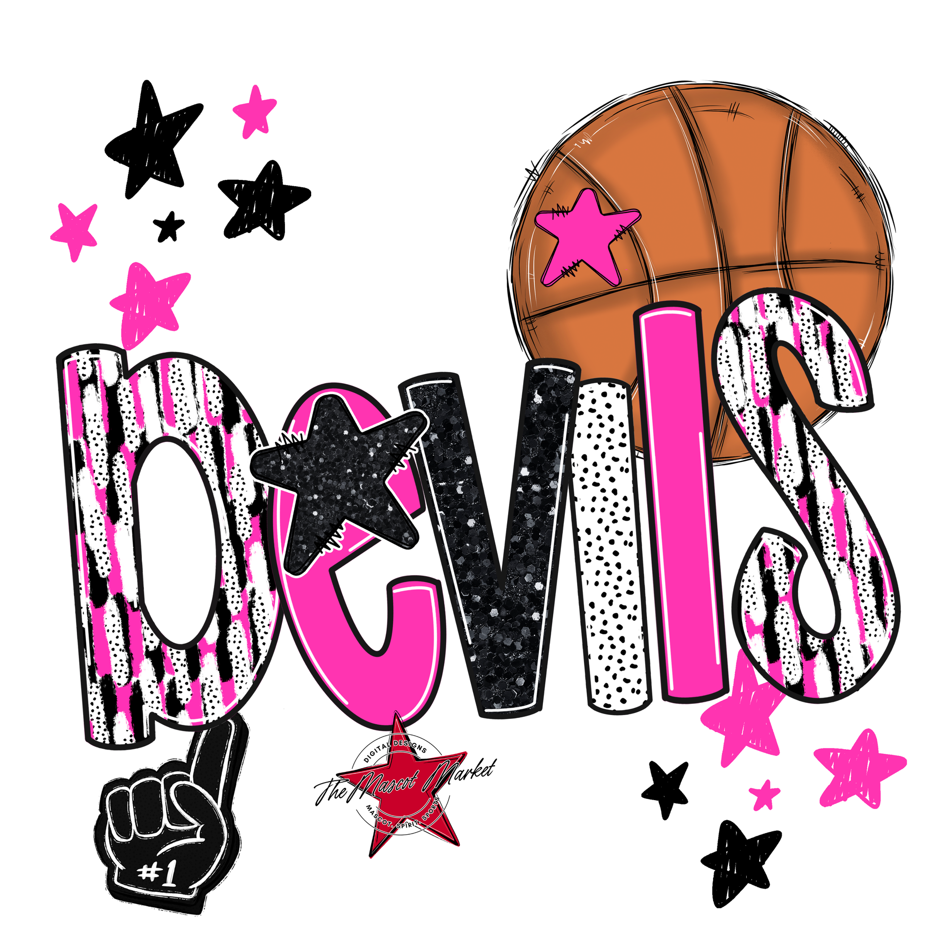 Devils Basketball Scrape-Pink