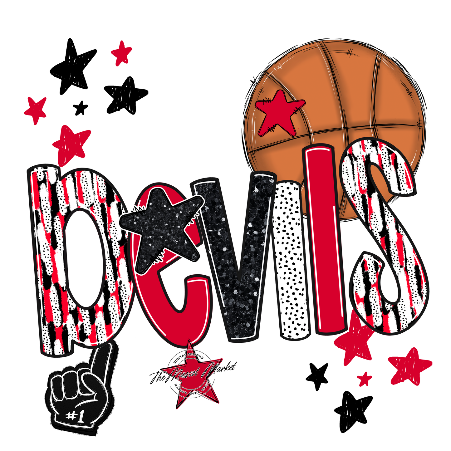 Devils Basketball Scrape-Red