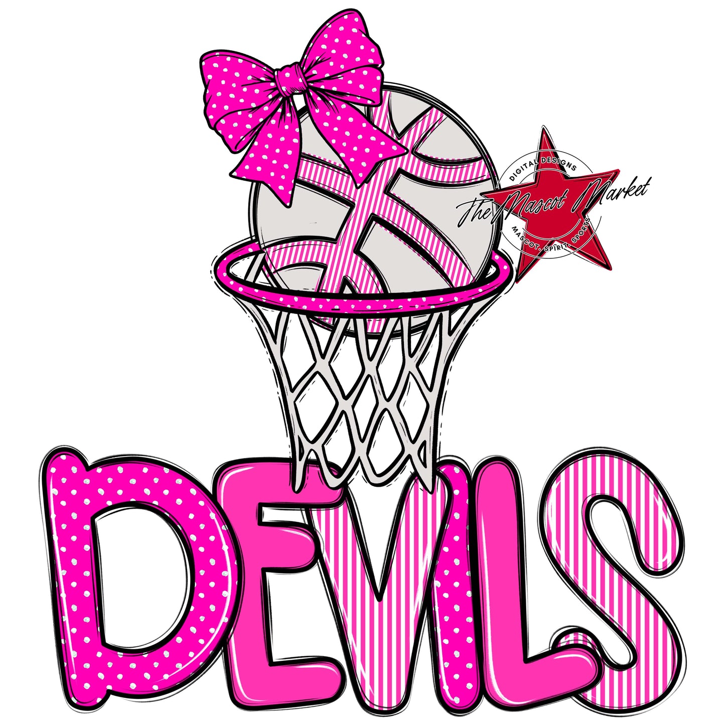 Devils Basketball Spirit Design-Pink