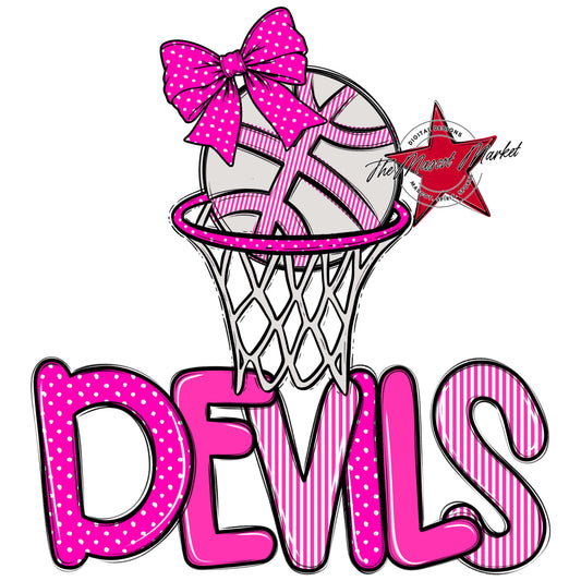 Devils Basketball Spirit Design-Pink
