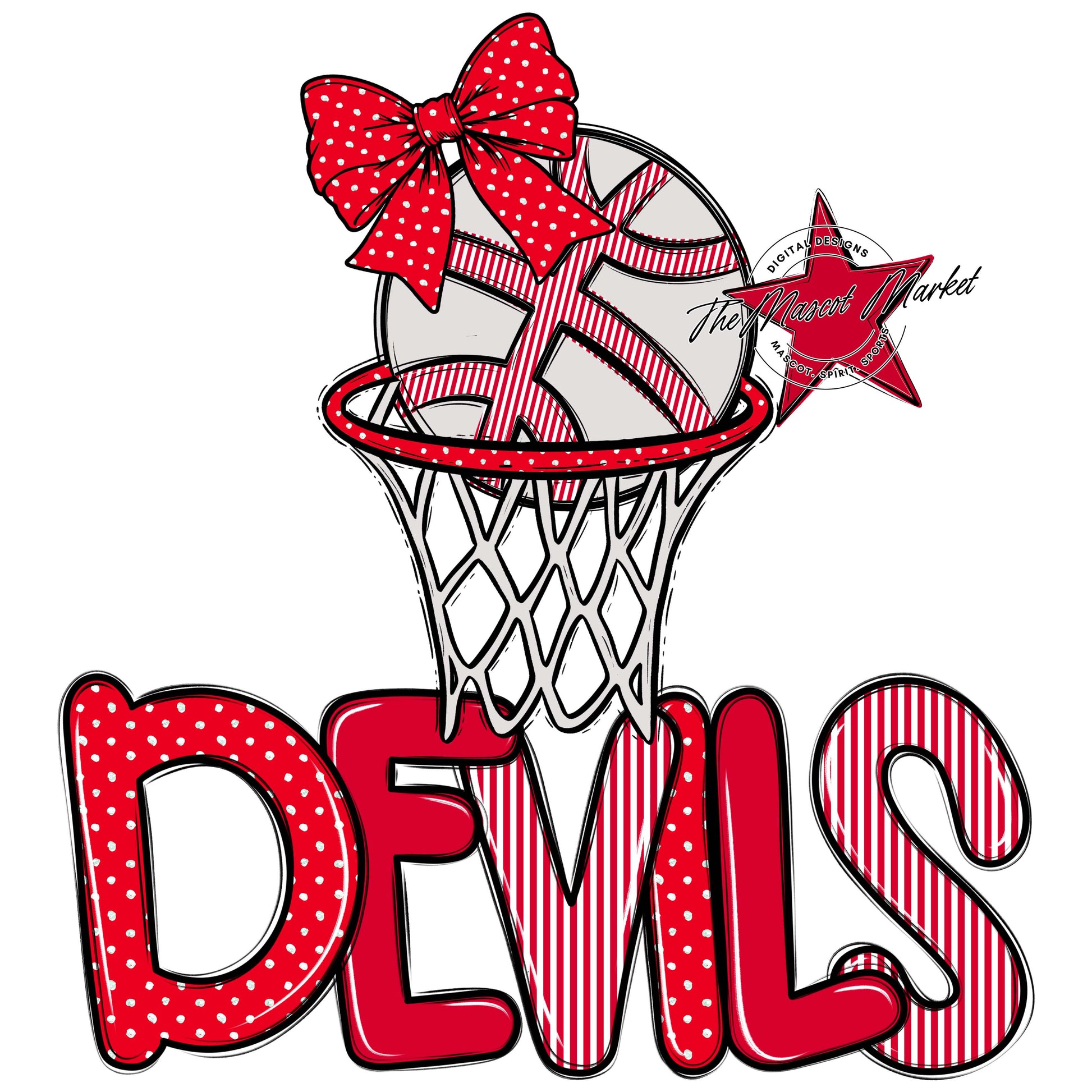Devils Basketball Spirit Design-Red