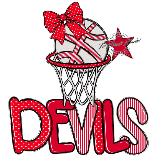 Devils Basketball Spirit Design-Red