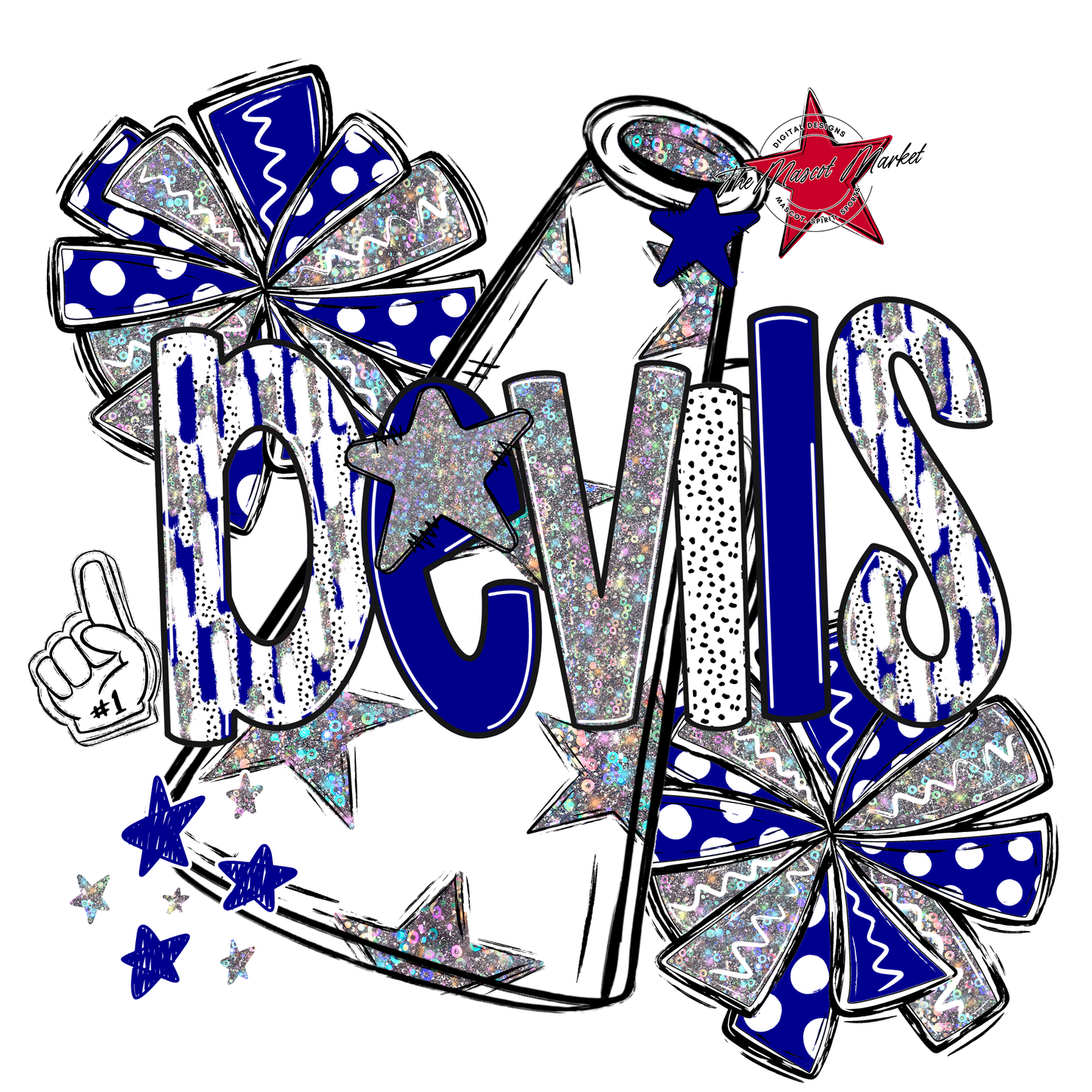 Devils Cheer Megaphone Scrape-Blue