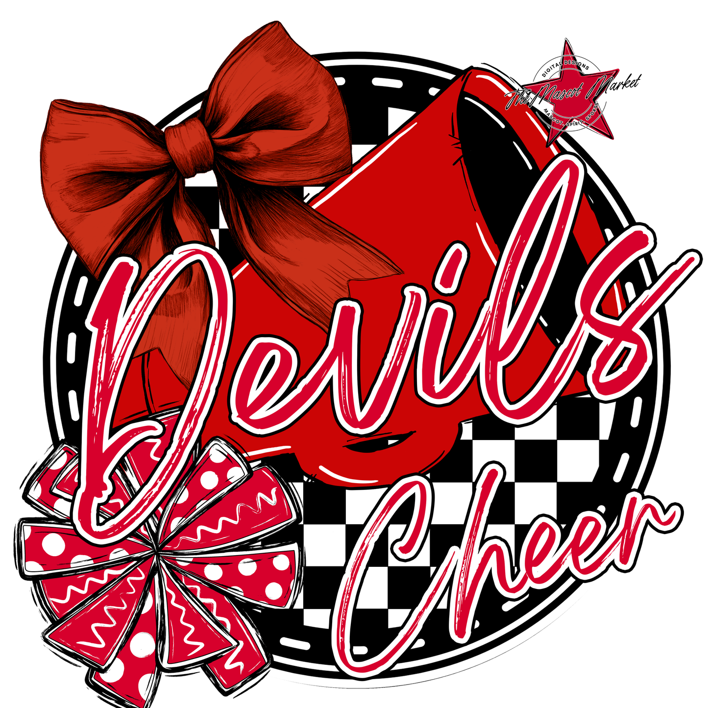Devils Circle Cheer Design-Red