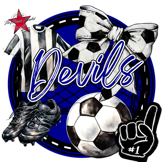 Devils Circle Soccer Design-Blue