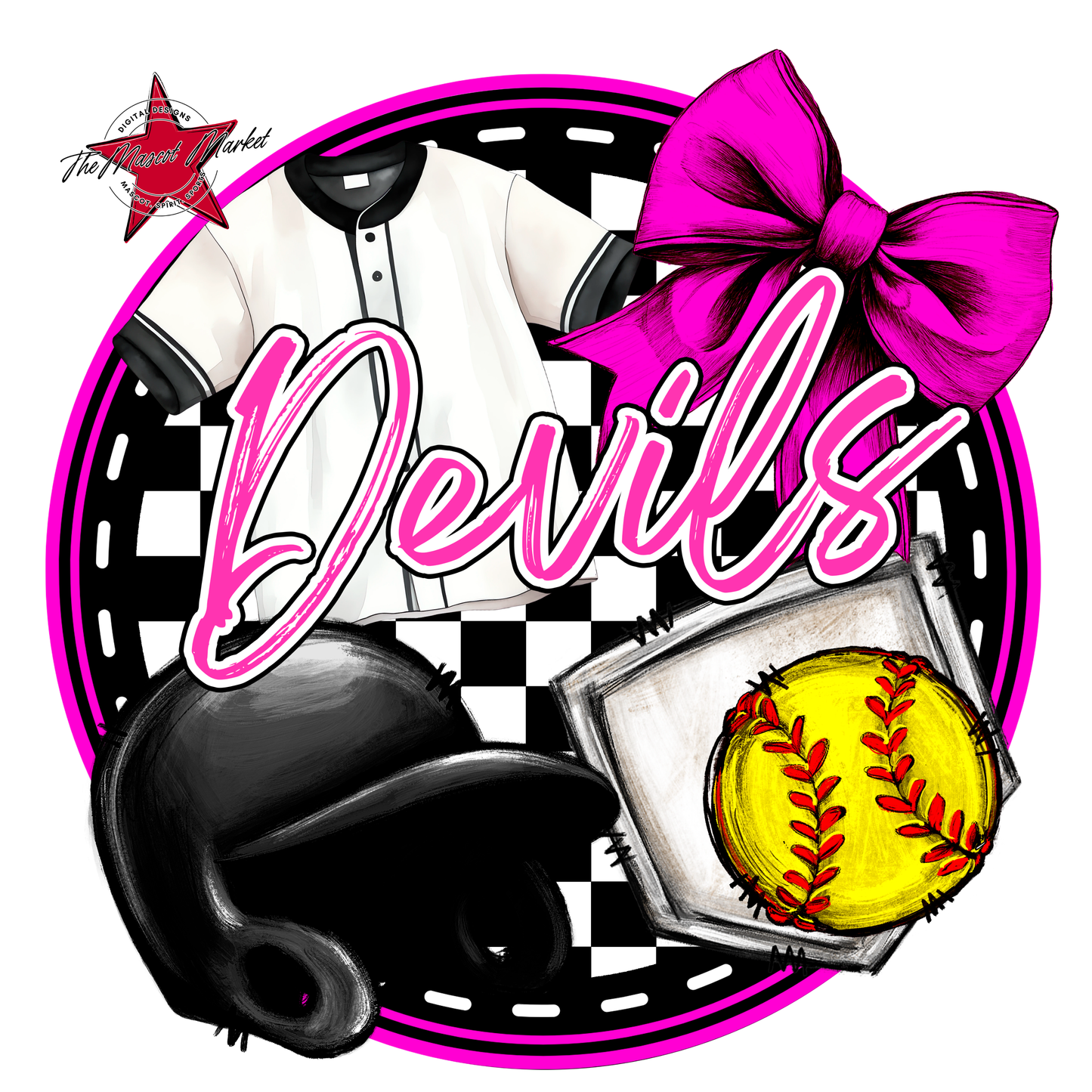 Devils Circle Softball Design-Pink