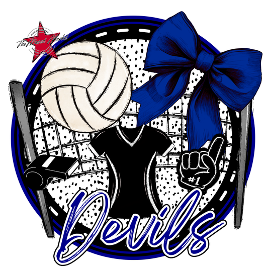 Devils Circle Volleyball Design-Blue