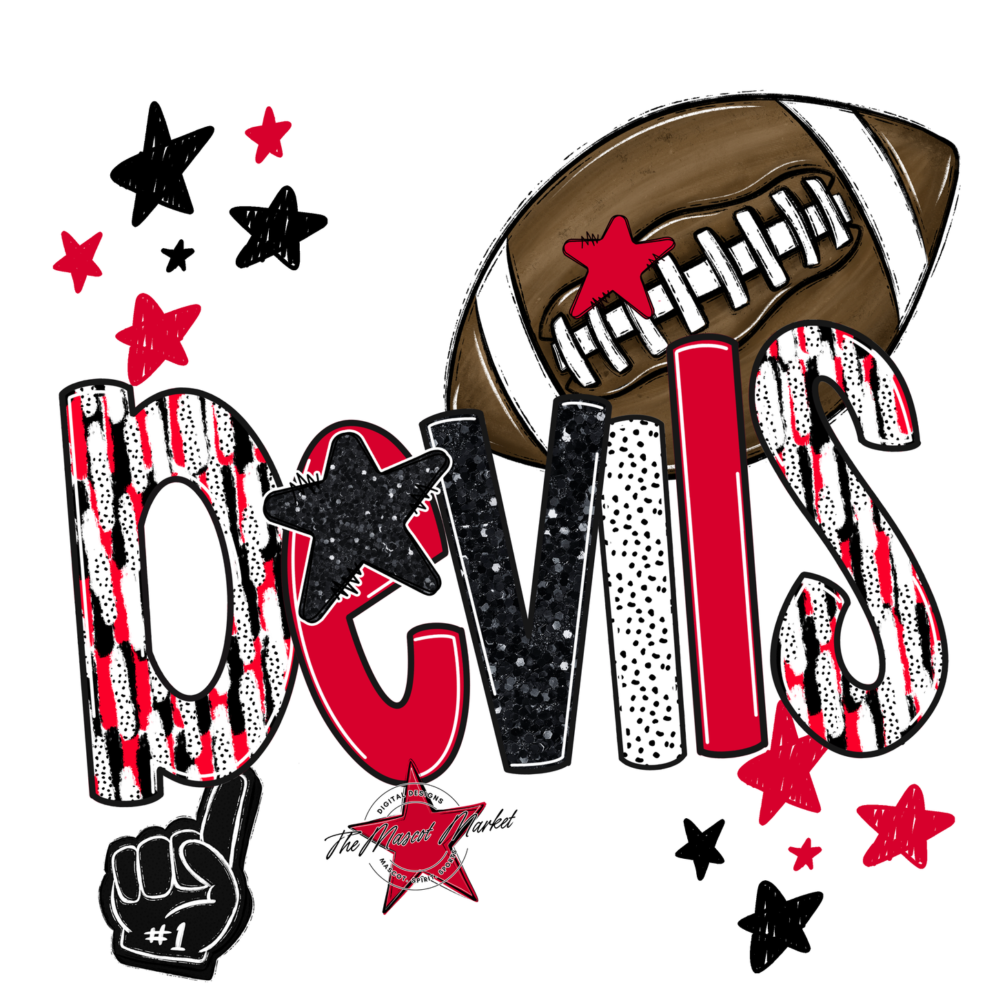 Devils Football Scrape-Red