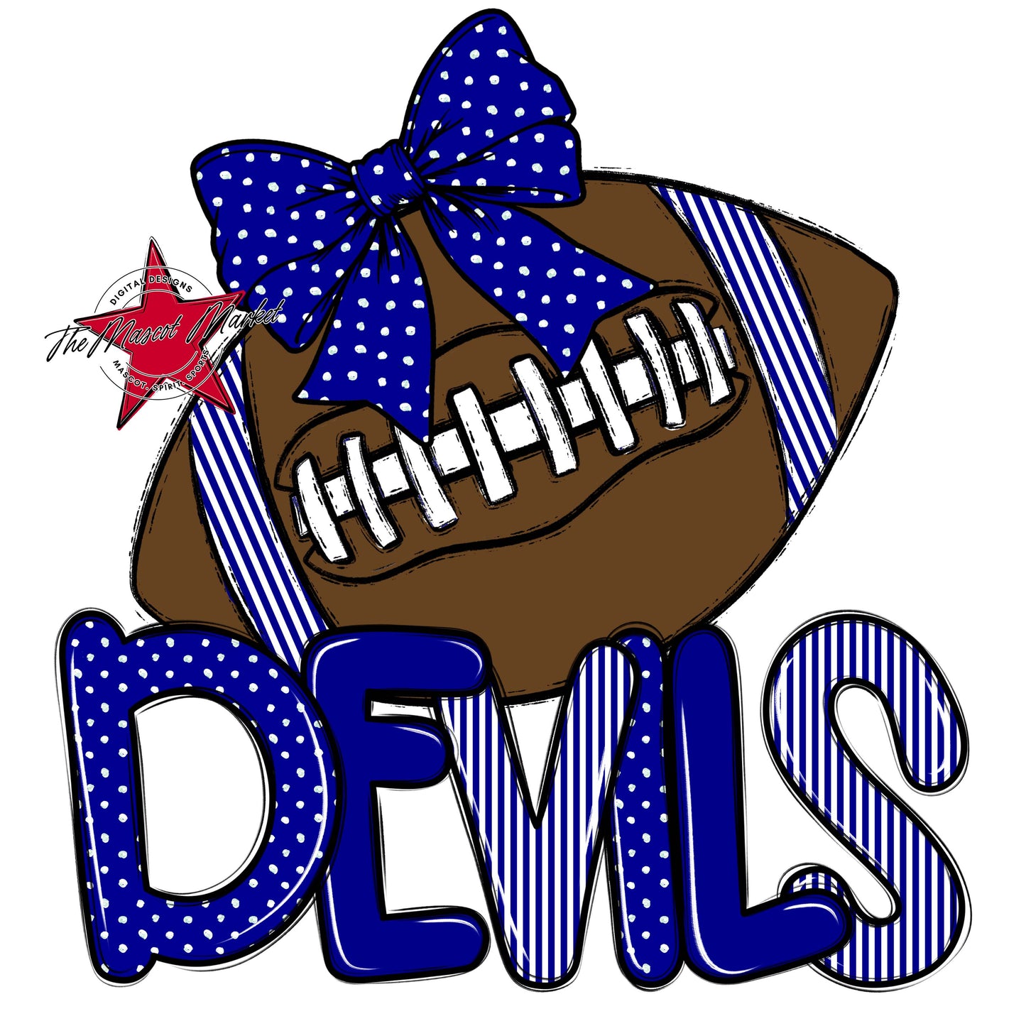Devils Football Spirit Design-Blue