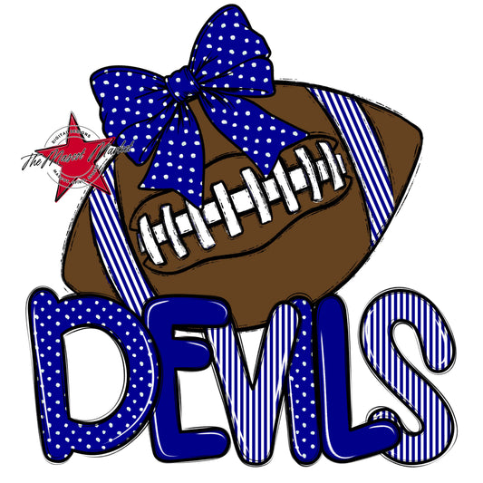 Devils Football Spirit Design-Blue