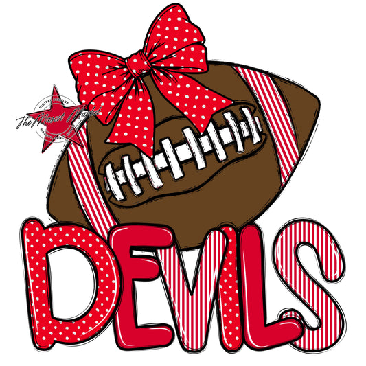 Devils Football Spirit Design-Red