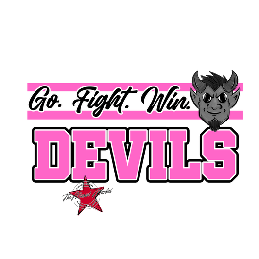 Devils Go Fight Win Mascot Lines-Baby Pink