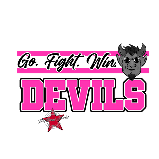 Devils Go Fight Win Mascot Lines-Pink