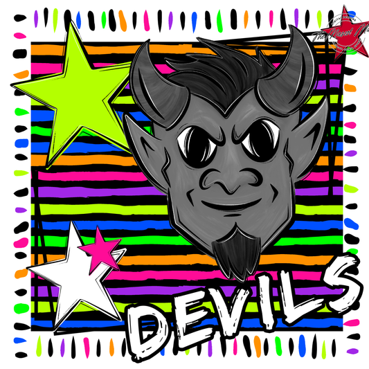 Devils Mascot Frame-Neon Black