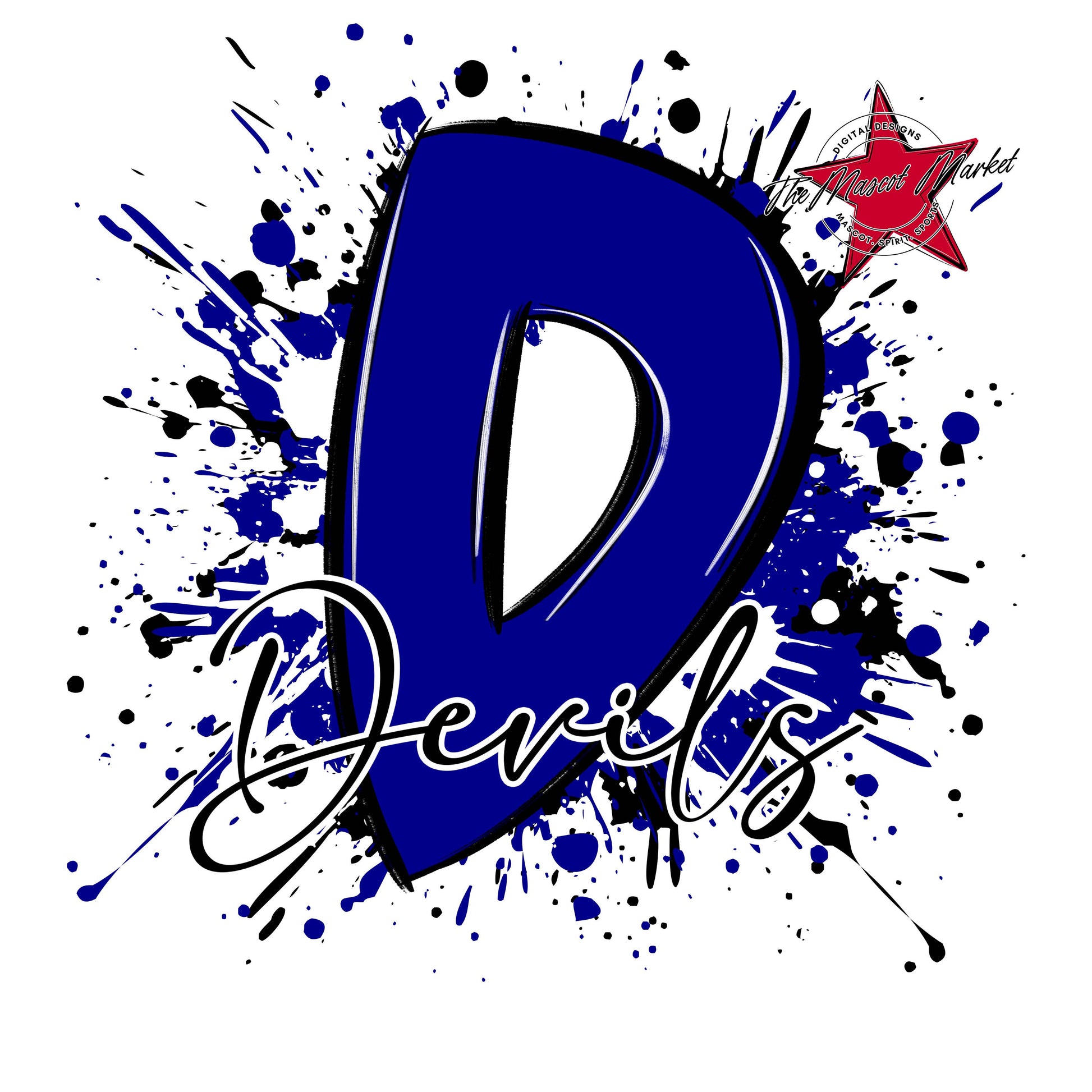 Devils Mascot Splatter-Blue