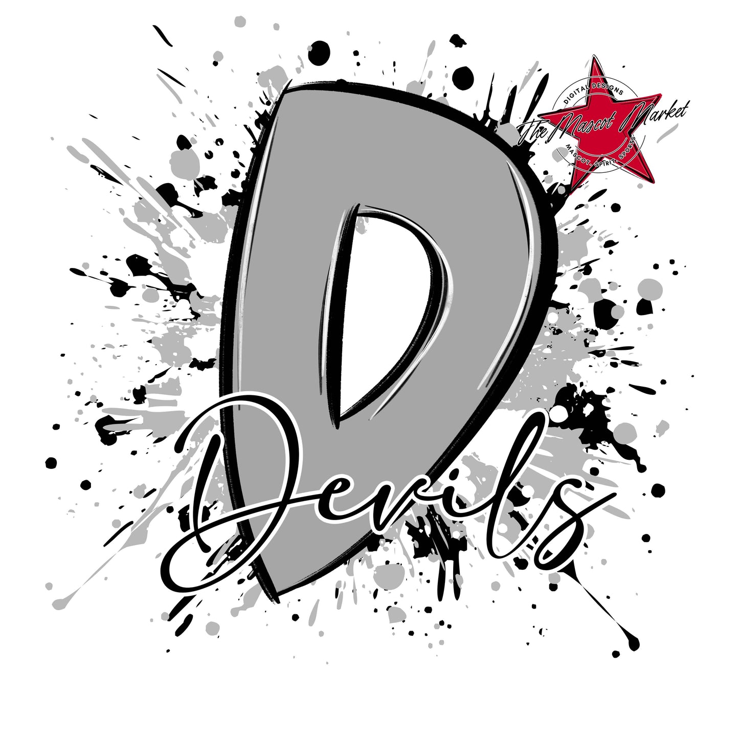 Devils Mascot Splatter-Grey