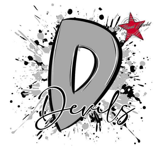 Devils Mascot Splatter-Grey