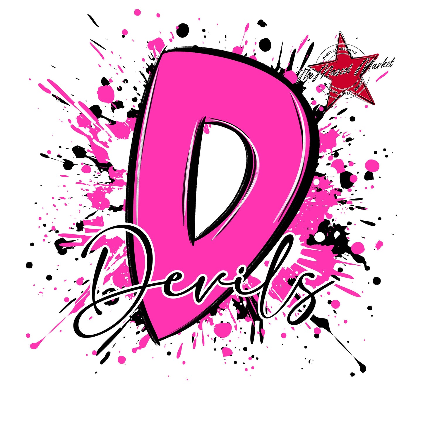 Devils Mascot Splatter-Pink
