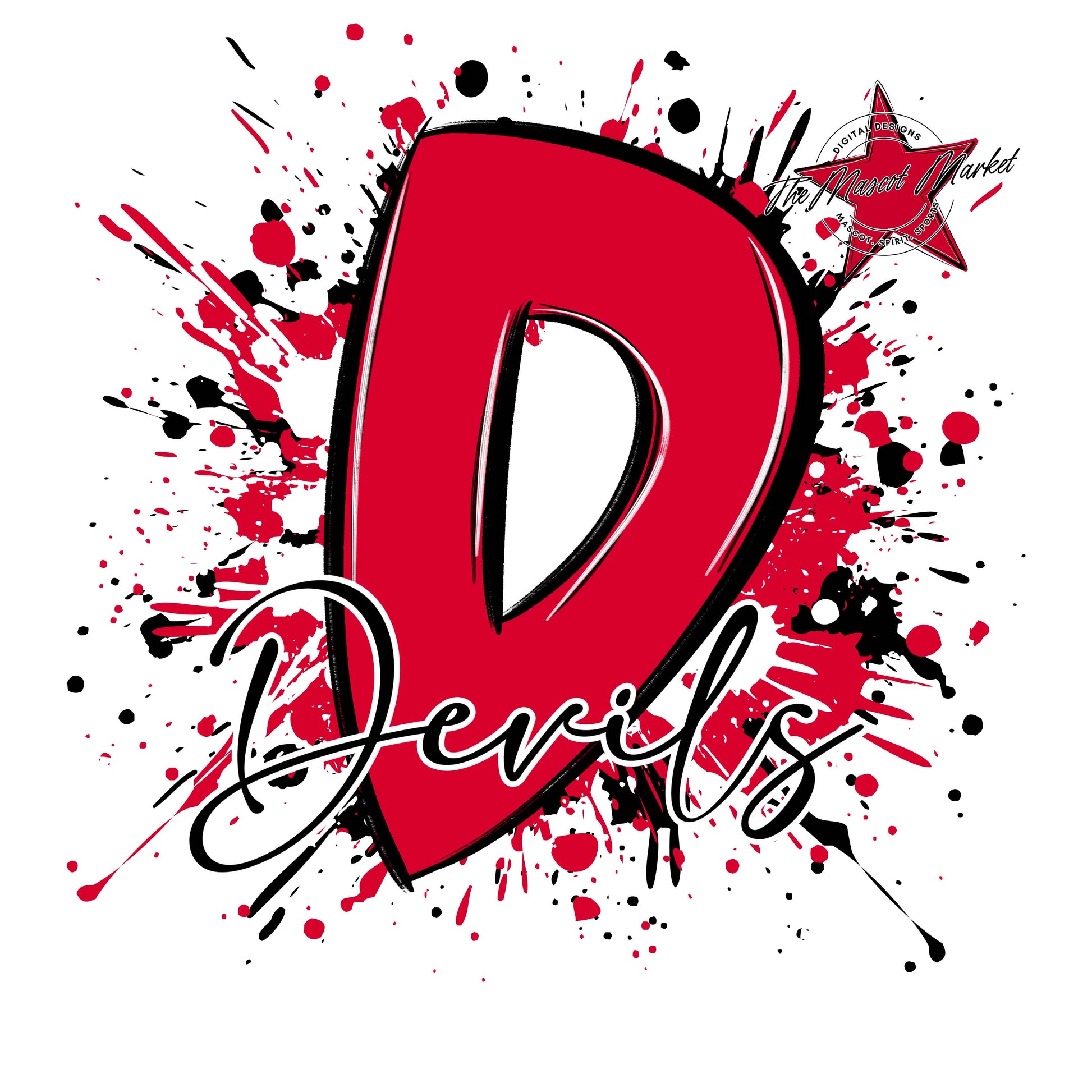 Devils Mascot Splatter-Red