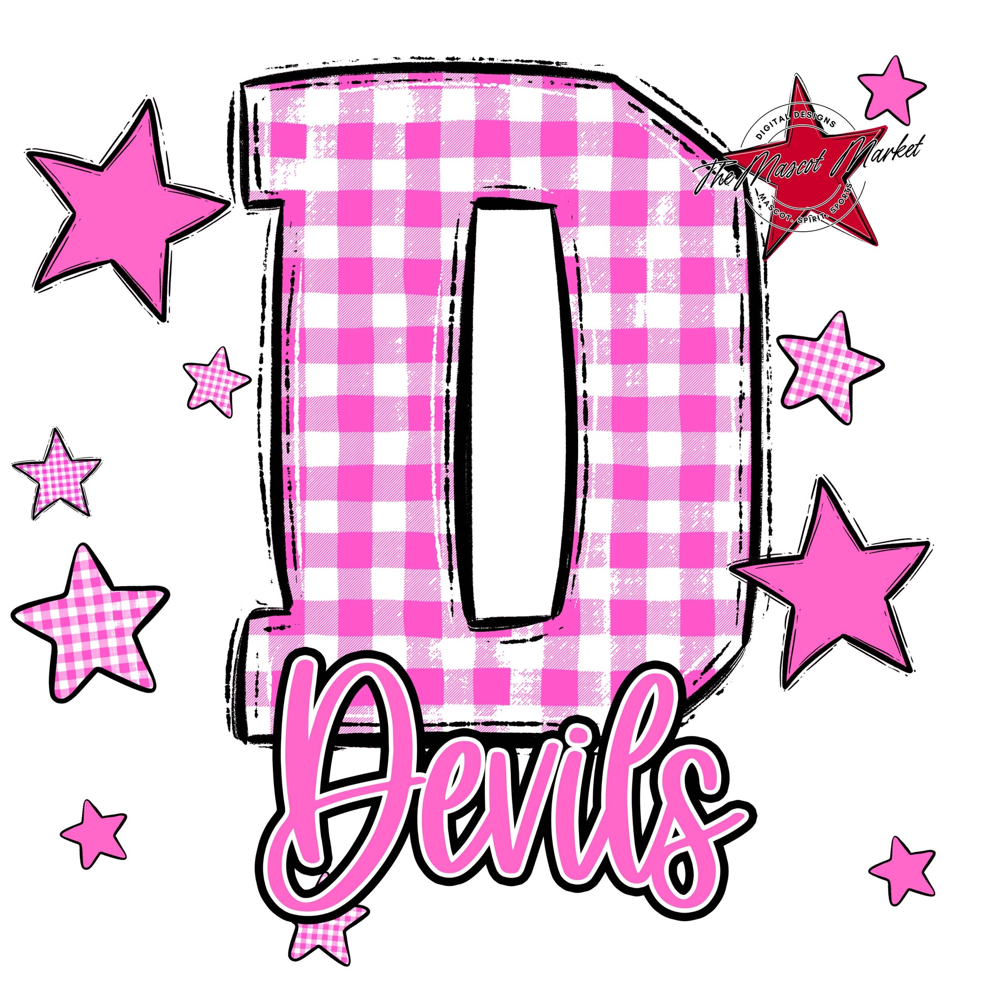 Devils Plaid Star Design-Baby Pink