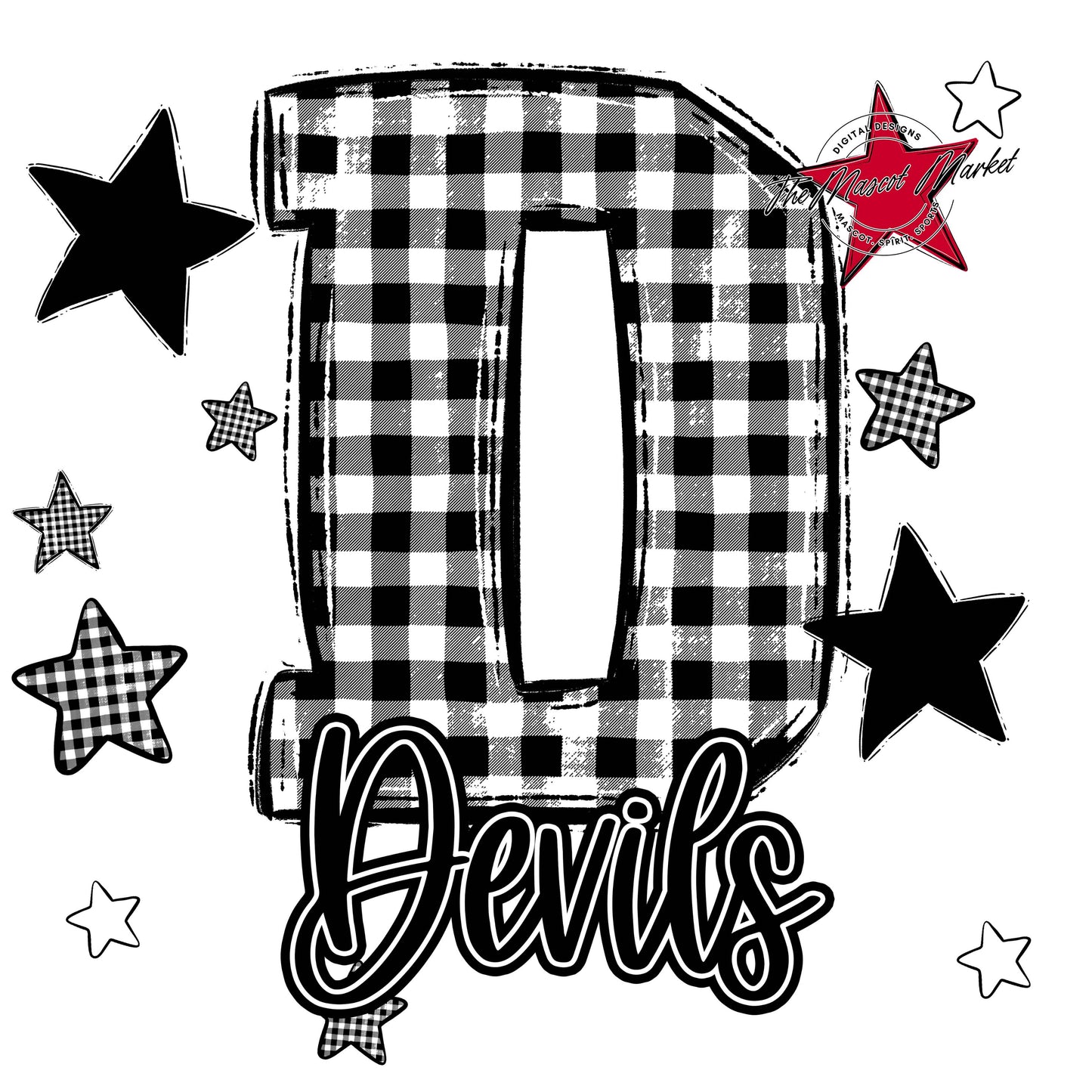Devils Plaid Star Design-Black