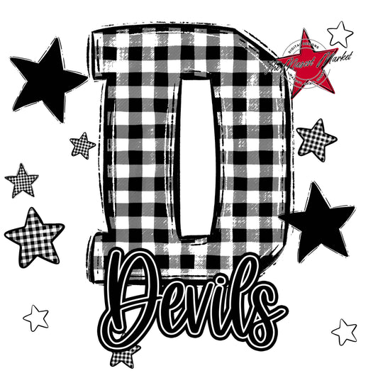 Devils Plaid Star Design-Black