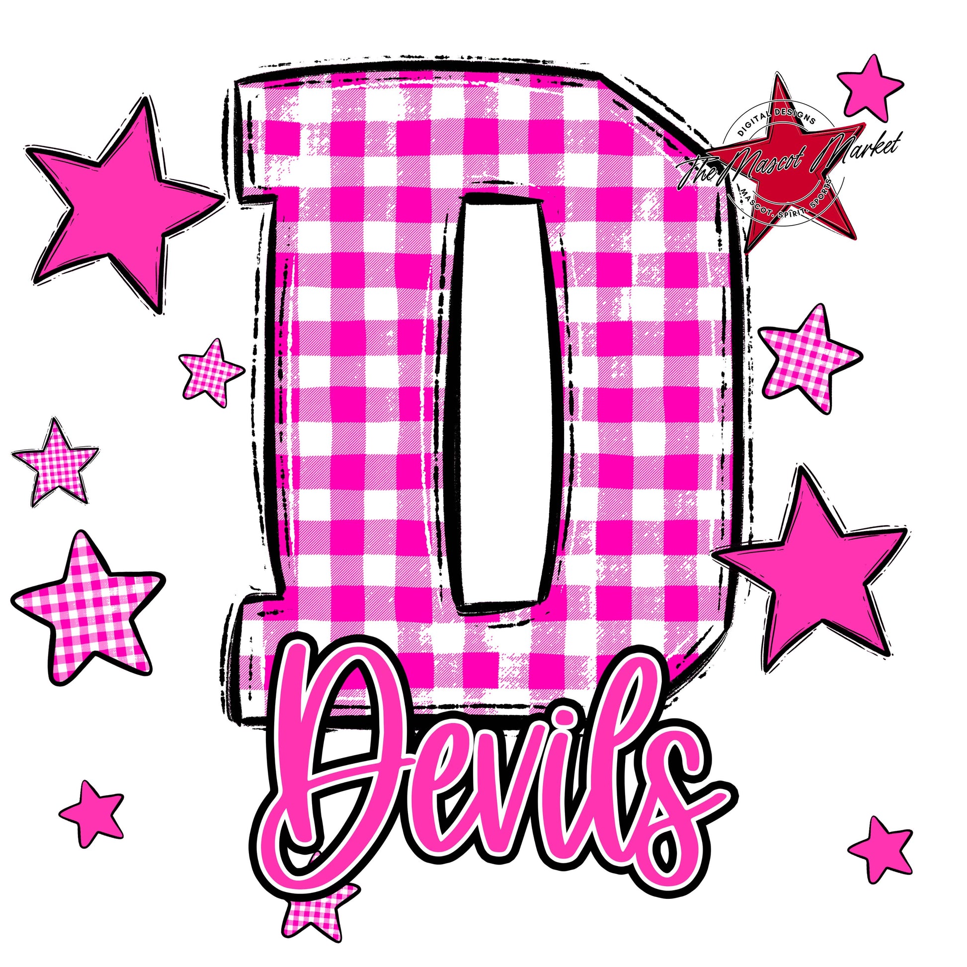 Devils Plaid Star Design-Pink