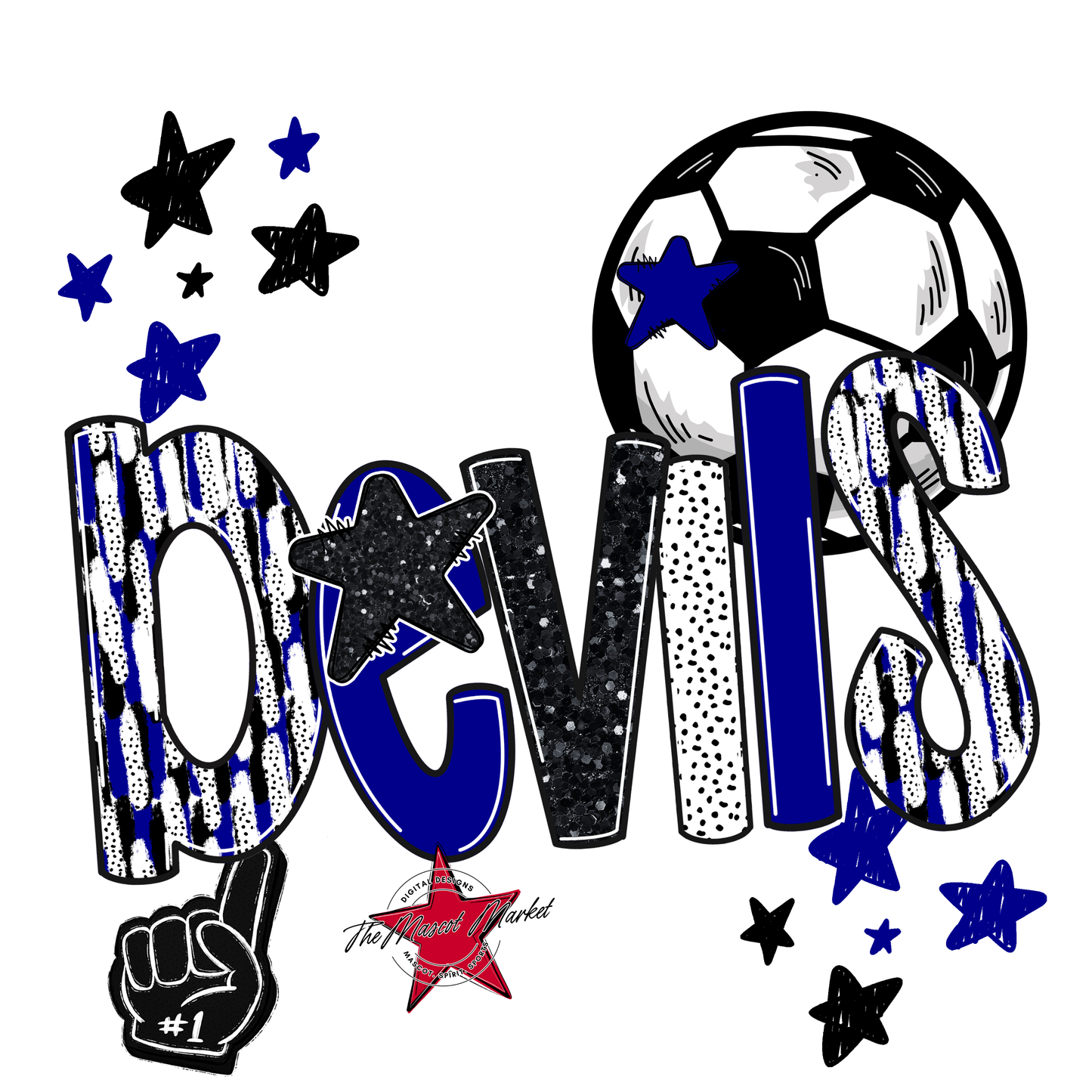 Devils Soccer Scrape-Blue