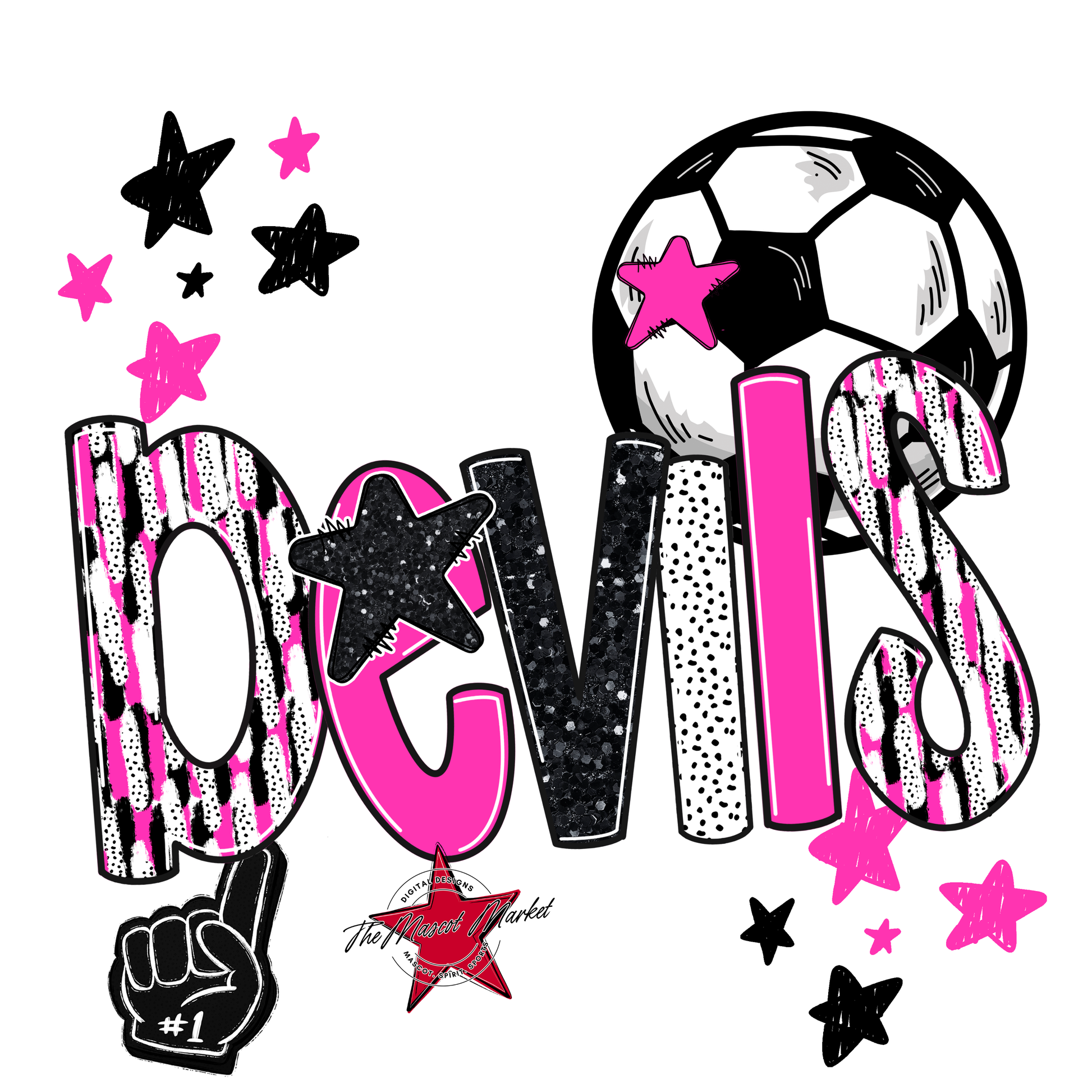 Devils Soccer Scrape-Pink