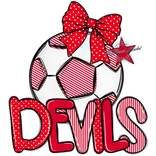 Devils Soccer Spirit Design-Red