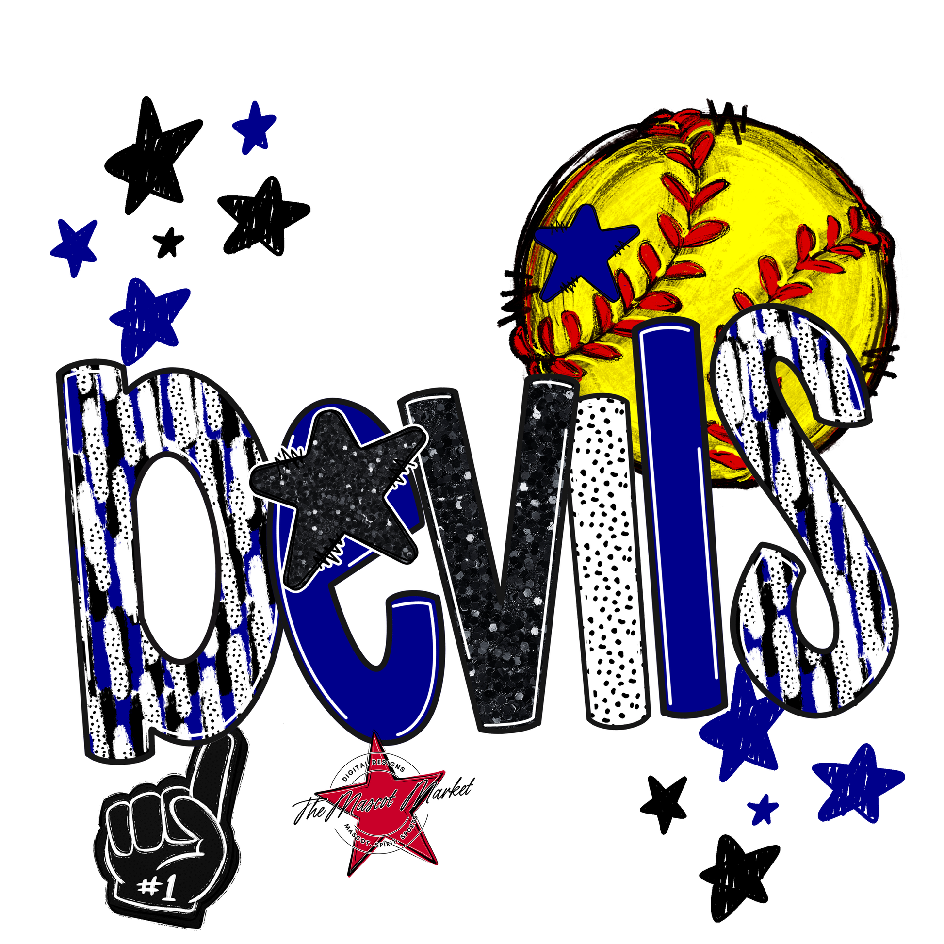 Devils Softball Scrape-Blue