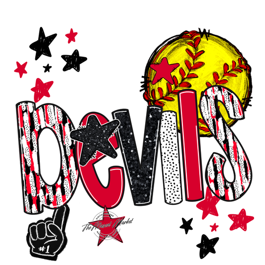 Devils Softball Scrape-Red