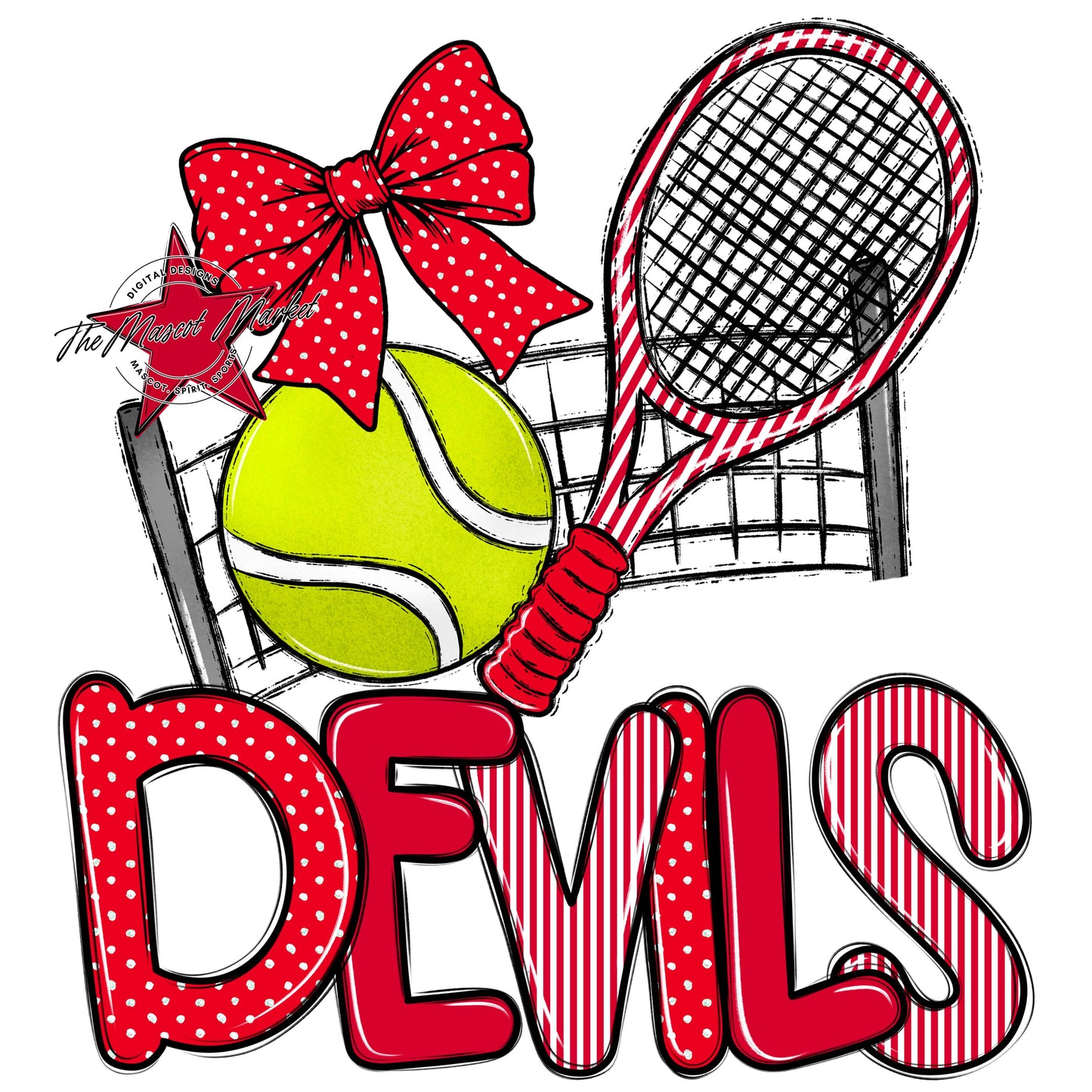 Devils Tennis Spirit Design-Red
