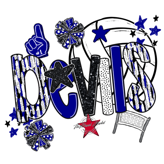 Devils Volleyball Scrape-Blue