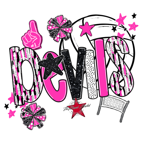 Devils Volleyball Scrape-Pink