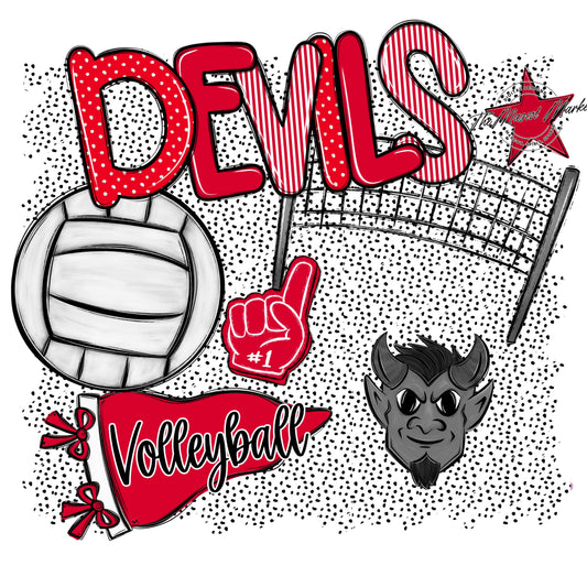Devils Volleyball Spirit-Red