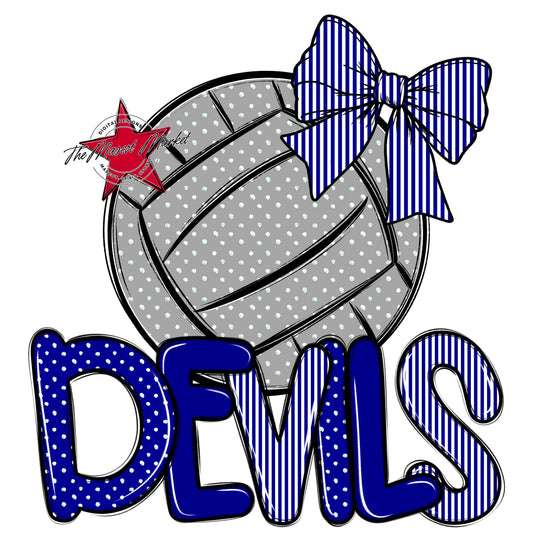 Devils Volleyball Spirit Design-Blue