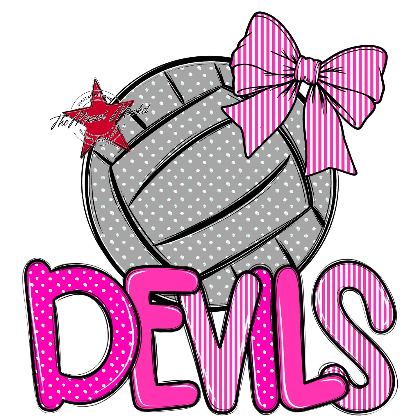 Devils Volleyball Spirit Design-Pink