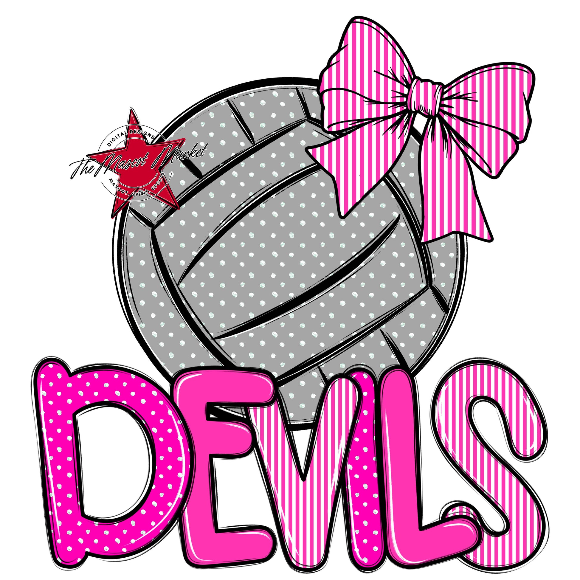 Devils Volleyball Spirit Design-Pink