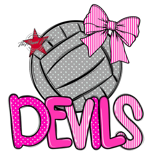 Devils Volleyball Spirit Design-Pink