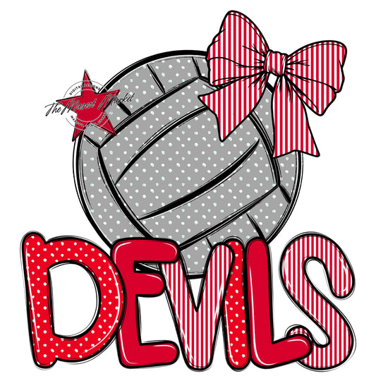 Devils Volleyball Spirit Design-Red