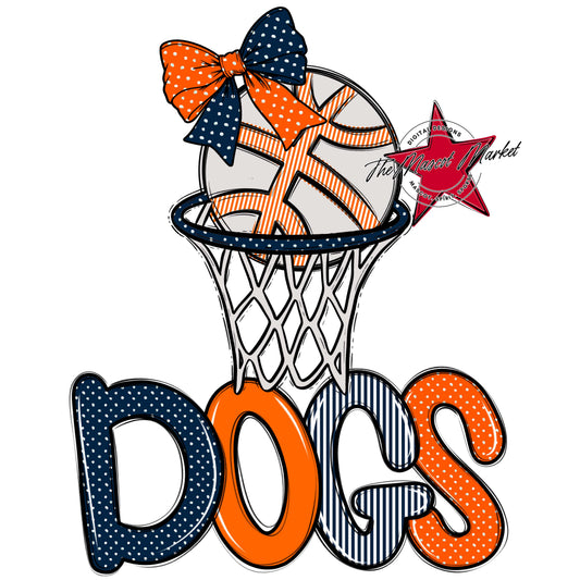 Dogs Basketball Spirit Design-Navy & Orange